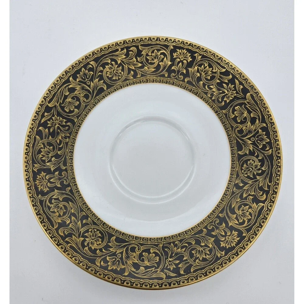 Vintage Sango Richelieu 3756 Cup Saucer Plate Set‎ Black Gold Japan